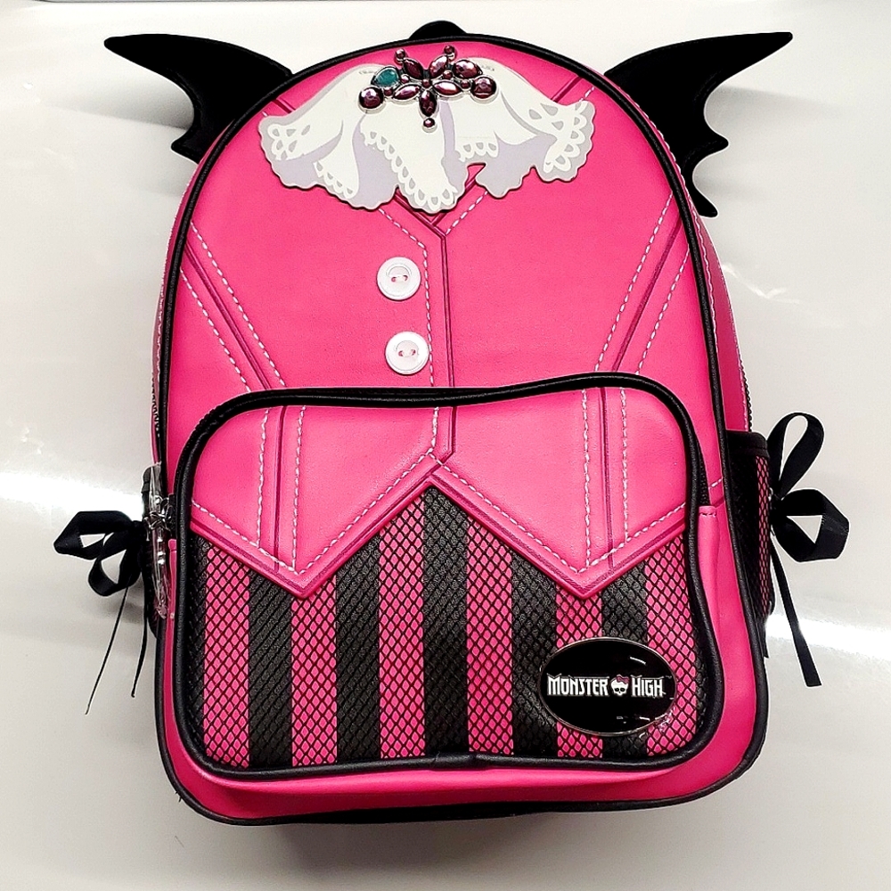 Loungfly × Monster High *Draculaura* pink and black mini backpack
